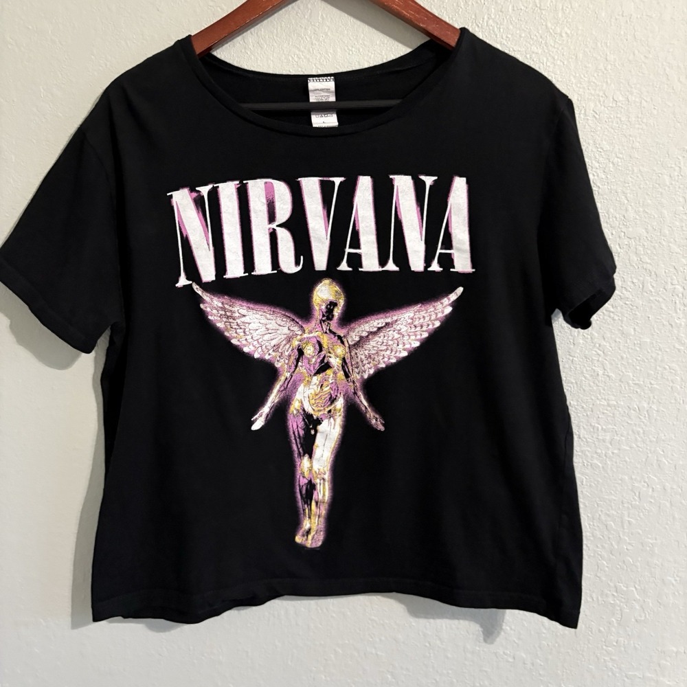 Nirvana In Utero Angel Graphic T-Shirt Black S 90s Grunge Band Alternative Indie